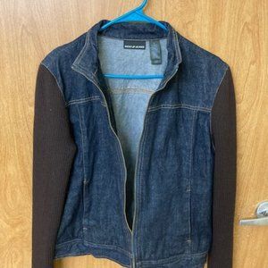 DKNY Denim & Sweater Zipper Jacket